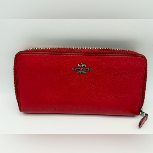 Coach Handbags - Coach Red Leather Accordion Zip Wallet F57215 Valentines gift! ❤️ preloved